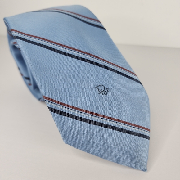 CHRISTIAN DIOR Blue & Red Tie. - Picture 6 of 6